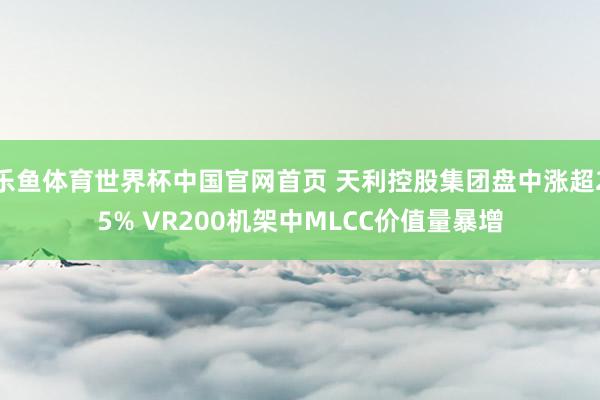乐鱼体育世界杯中国官网首页 天利控股集团盘中涨超25% VR200机架中MLCC价值量暴增