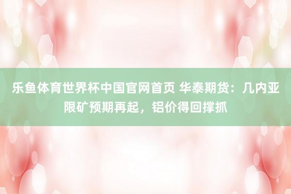 乐鱼体育世界杯中国官网首页 华泰期货：几内亚限矿预期再起，铝价得回撑抓