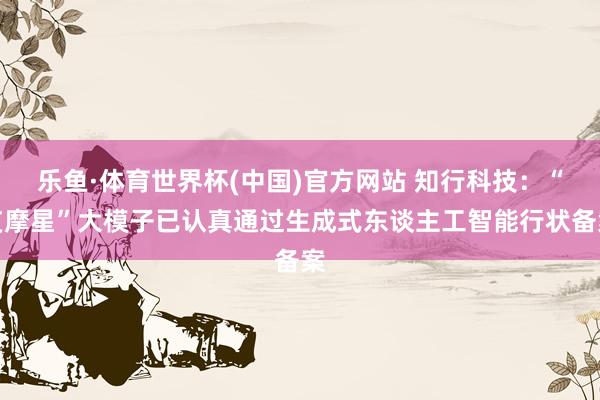 乐鱼·体育世界杯(中国)官方网站 知行科技：“艾摩星”大模子已认真通过生成式东谈主工智能行状备案