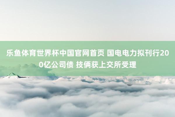 乐鱼体育世界杯中国官网首页 国电电力拟刊行200亿公司债 技俩获上交所受理