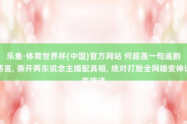乐鱼·体育世界杯(中国)官方网站 何超莲一句追剧感言， 撕开两东说念主婚配真相， 绝对打脸全网婚变神话