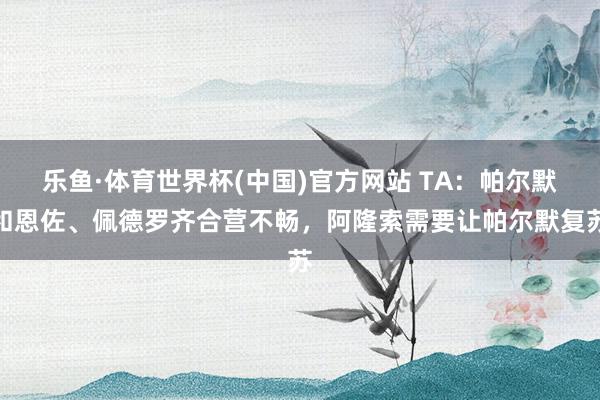 乐鱼·体育世界杯(中国)官方网站 TA：帕尔默和恩佐、佩德罗齐合营不畅，阿隆索需要让帕尔默复苏
