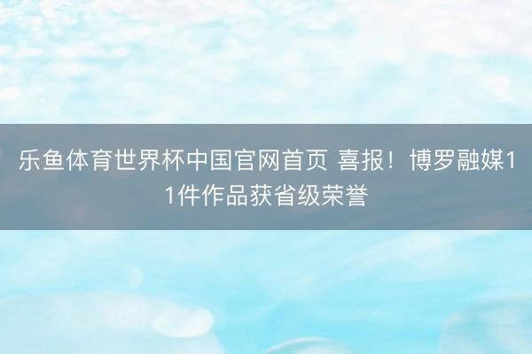 乐鱼体育世界杯中国官网首页 喜报！博罗融媒11件作品获省级荣誉